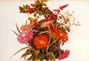 Zinnias With Scarlet Sage — Charles Demuth