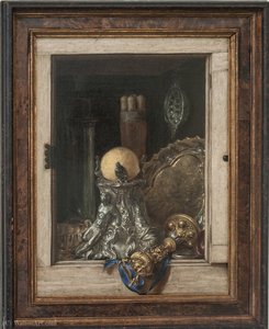 Silverware In An Open Cabinet — Cornelis Norbertus Gysbrechts (cornelius Gijsbrechts)