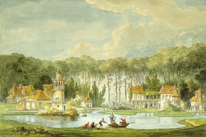 View Of The Village Taken Before The Pond — Claude Louis Chatelet, Neoclassicism