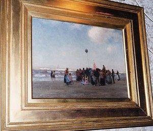 European Beach Scene, (painting)