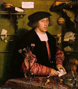 Georg Gisze, A German Merchant In London Gemäld — Hans Holbein El Joven, Northern Renaissance