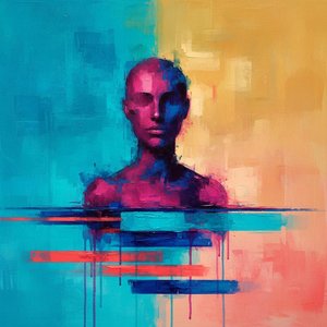 Phosphorescent Gaze Emerging From Luminous Planes Of Controlled Color — Laurent Fabre, Neo-abstract Art (modern Abstract Compositions)