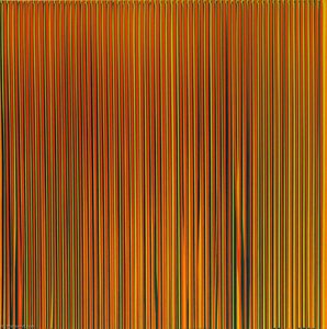 Poured Lines Light Orange, Blue, Yellow, Dark Green And Orange — Ian Davenport, Contemporary Painting