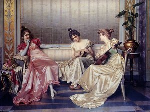 Elegant figures in an interior