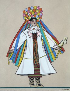 Traditional women`s wedding costume, Volhynia [Volynia] area [now Ukraine]