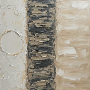 Textured Charcoal Striations And A Pale Lunar Void — David Moreau, Plaster & Texture Art