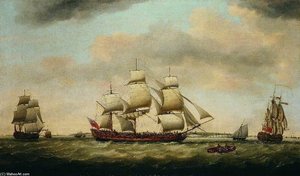 The East Indiaman 'general Coote' In Three Positions Off The Downs