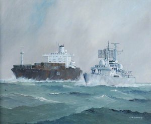 Hms 'glasgow' And Atlantic Conveyor — John Rowan Dominy