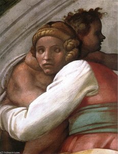 Josiah - Jechoniah - Shealthiel (detail) — Michelangelo Buonarroti, High Renaissance