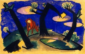 Landscape With Red Animal — Franz Marc, German Expressionism