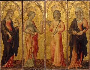 Saints Catherine Of Alexandria, Barbara, Agatha, And Margaret — Giovanni Di Paolo
