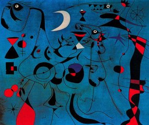 Personajes En La Noche Guiados Por Los Rastros Fosforescentes De Los Caracoles — Joan Miró