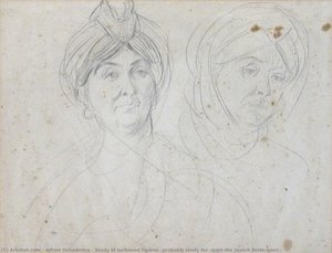 Study Of Turbaned Figures (probably Study For "the Jewish Bride") — Alfred Dehodencq
