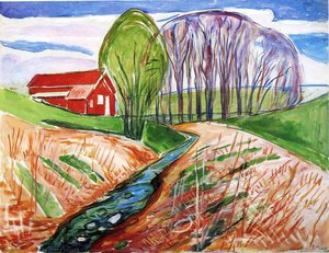 Springtime Landscape With Red House — Edvard Munch, Expressionism