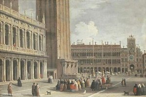Venice the Piazza San Marco looking north from the Piazzetta towards the Torre del'Orologio