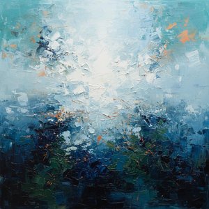 Ethereal Light Fragmented Within The Sculptural Depths Of A Midnight Blue Void — Christian Noiret, Contemporary Abstract Painting