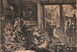 Death Visits The Paupers' House — Johannes Stradanus
