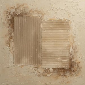Monolithic Echoes Of Eroded Geometry In Muted Earth Tones And Sanded Relief — David Moreau, Plaster & Texture Art