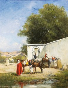 Horses drinking