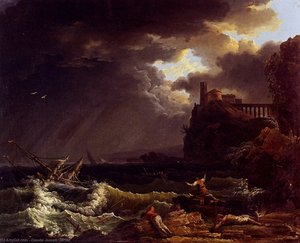 A Shipwreck In A Stormy Sea By The Coast — Claude-joseph Vernet, Romanticism
