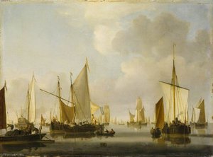Fishing Boats In A Calm — Willem Van De Velde The Elder