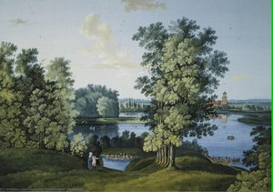 View of the Large Pond in the Park in Tsarskoye Selo