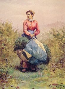 Gathering Leaves — Daniel Ridgway Knight