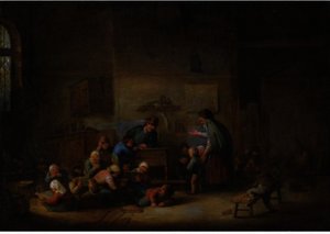 A Classroom Interior With A Mother Enrolling A New Boy To The Class — Adriaen Van Ostade