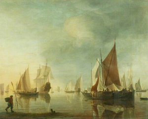 Shipping At Anchor Off The Shore In A Calm Sea — Hendrik Jacobsz Dubbels, Classical Landscape