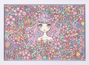 Efemerno Cvetanje: Jedinstvena Vizija Spokojnosti Usred Pastelnog Cvetnog Sjaja — Gabrielle Rolland, Takano Kawaii Pop