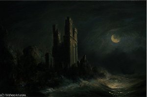 A Ruined Castle On A Stormy Moonlit Coast — Abraham Pether