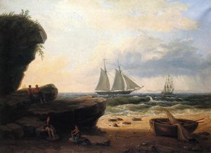 Sailing Along The Shore — Thomas Birch