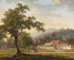 View Of The House Of The Resident, Mr. J. Ph. Van Zuylen Van Nyevelt, In Banyuwangi (east Java), Antoine Auguste Joseph Payen, 1828 — Antoine Auguste Joseph Payen, Romanticism/early Realism