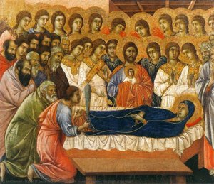 Maestó (vorne, Kronenplatten), Das Sterben Der Jungfrau — Duccio Di Buoninsegna