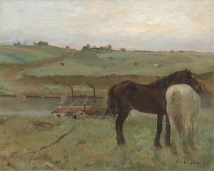 Horses In A Meadow — Edgar Degas, Impressionism