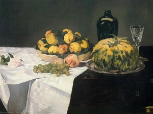 Still Life With Melon And Peaches — Édouard Manet, Impressionistic Realism