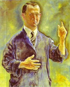 Autorretrato, Amonestando — George Grosz, Verism