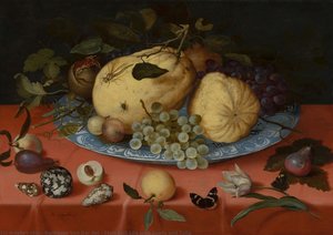 Fruit Still Life With Shells And Tulip — Balthasar Van Der Ast