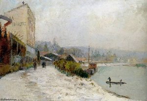 Le Seine Au Bas Meudon Sun — Albert-charles Lebourg