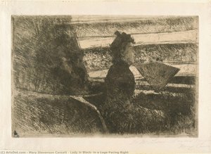 Lady In Black, In A Loge Facing Right — Mary Stevenson Cassatt, Impressionism