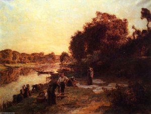 Washerwomen By The Banks Of The Marne — Léon Augustin L'hermitte