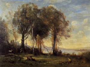 Goatherds On The Borromean Islands — Jean-baptiste-camille Corot, French Landscape Painting