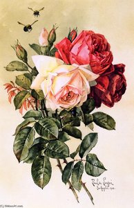 Roses And Bumblebees — Raoul De Longpre