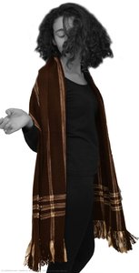 Brown scarf with ribbons