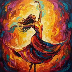 Ephemeral Ascent: A Vortex Of Crimson Motion And Radiant Becoming — Christian Noiret, Contemporary Abstract Painting