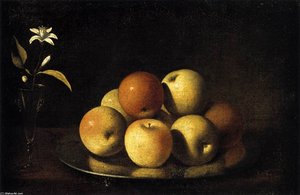 Still-life With Plate Of Apples And Orange Blossom