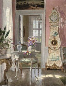 Summer Blooms In An Interior (work Of Adolf Heinrich Claus Hansen) — Heinrich Hansen