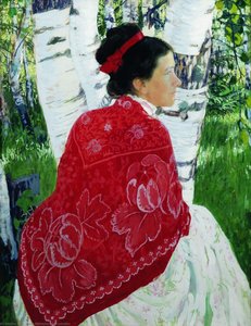 Portrait Of The Artist's Wife — Boris Mikhailovich Kustodiev, Contemporary Realism