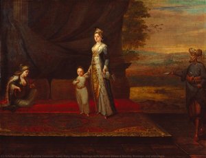 Lady Mary Wortley Montagu with her son, Edward Wortley Montagu, and attendants