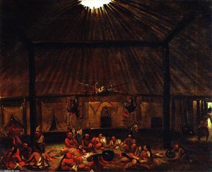 Interior Of A Mandan Lodge — George Catlin